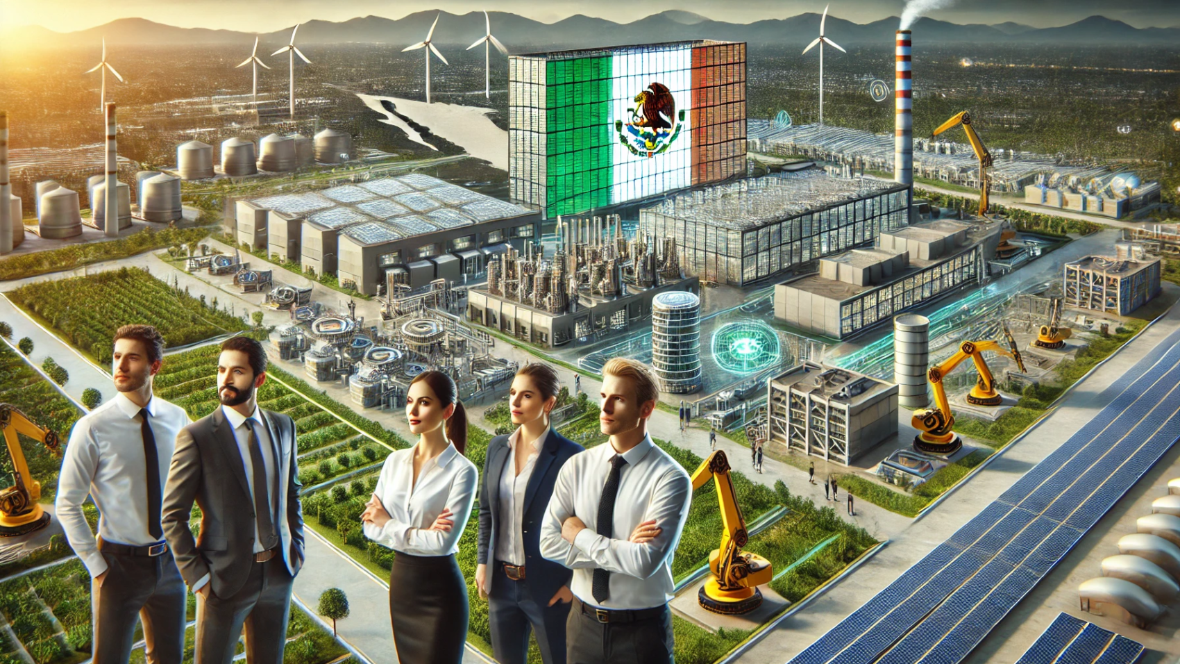 DALL·E 2024-08-06 09.01.39 - Create a realistic, photographic-style illustration representing the opportunities of foreign investment and nearshoring in Mexico. The image should s